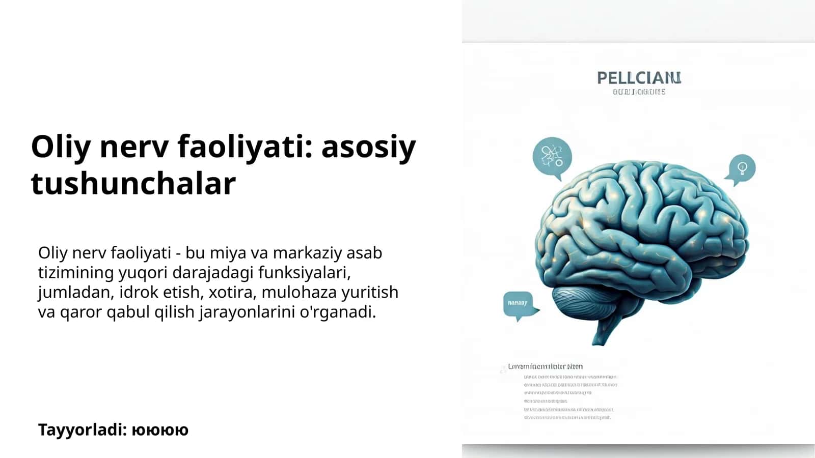 Oliy nerv faoliyati: asosiy tushunchalar 1