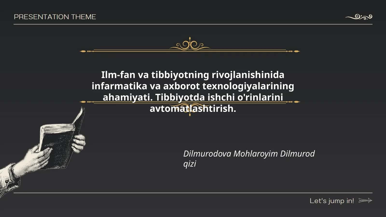 Ilm-fan va tibbiyotning rivojlanishinida infarmatika va axborot texnologiyalarining ahamiyati. Tibbiyotda ishchi o'rinlarini avtomatlashtirish 1