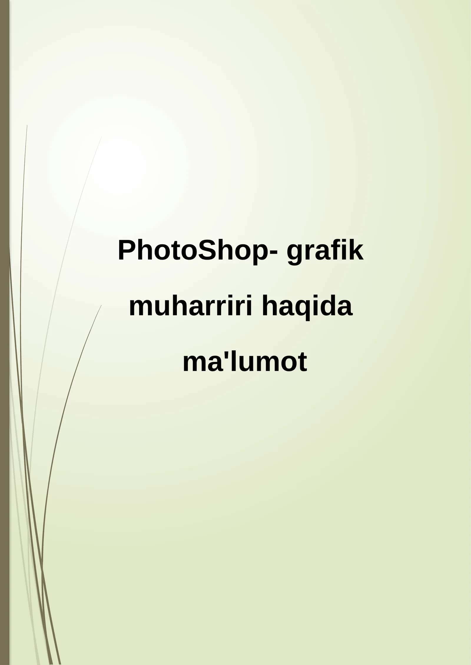 PhotoShop-grafik muharriri haqida ma'lumot 1