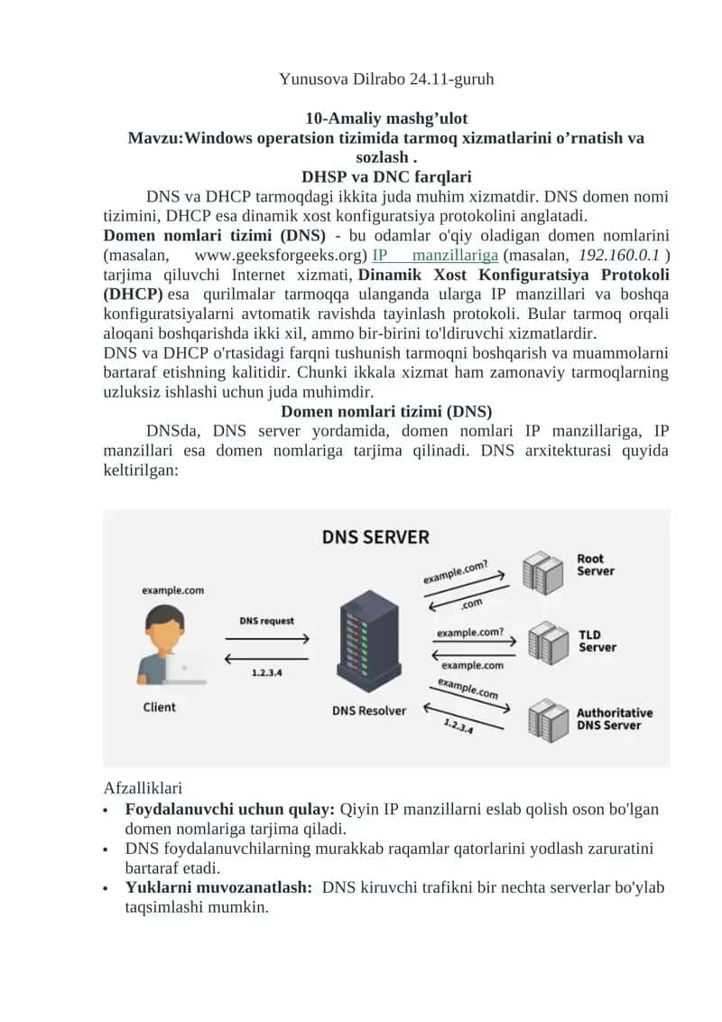 Windows operatsion tizimida tarmoq xizmatlarini o’rnatish va sozlash 1