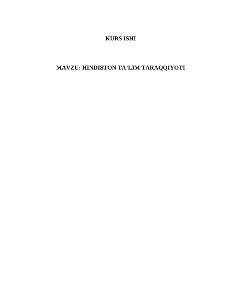 HINDISTON TA’LIM TARAQQIYOTI 1