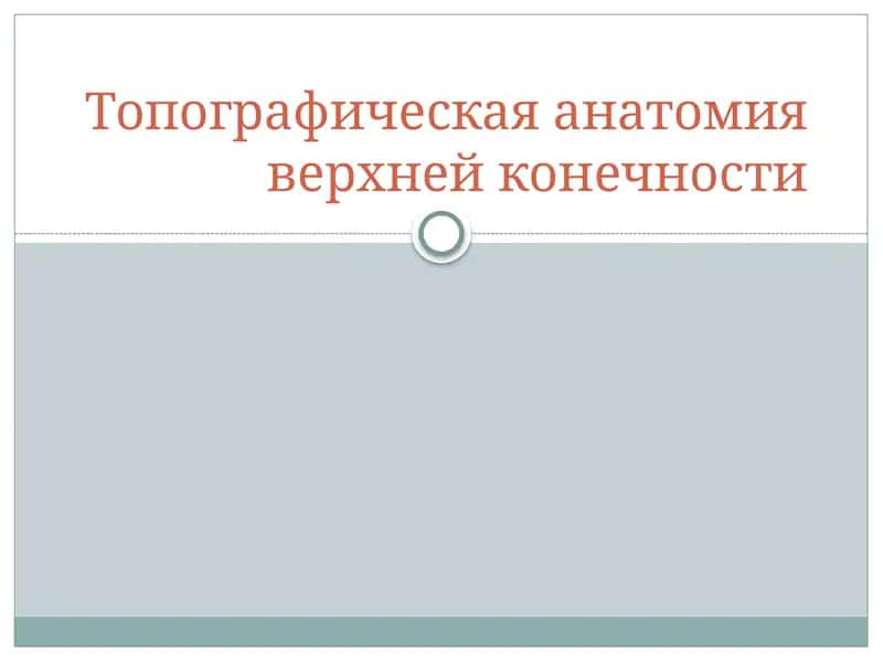 Топографическая анатомия верхней конечности 1