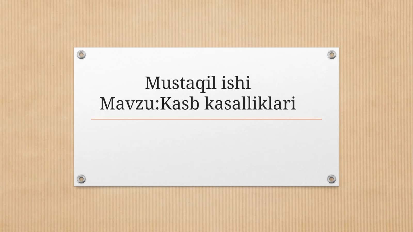 Kasb kasalliklari 1