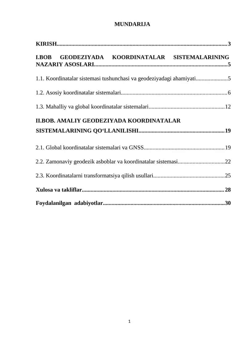 Geodeziya fanining asosiy yo‘nalishlari 1