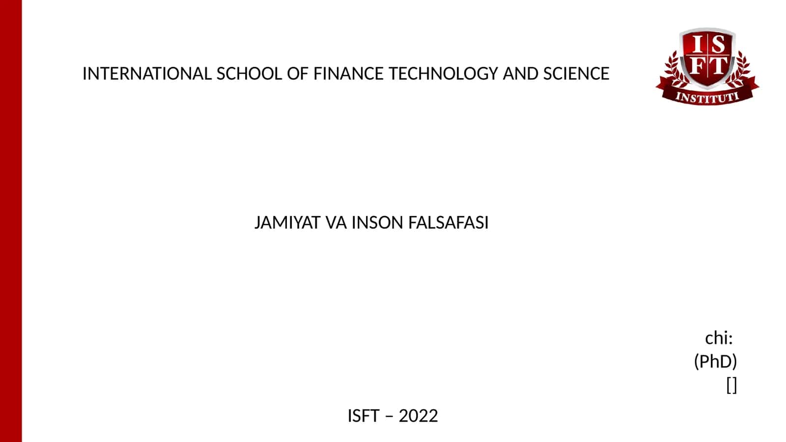 JAMIYAT VA INSON FALSAFASI 1
