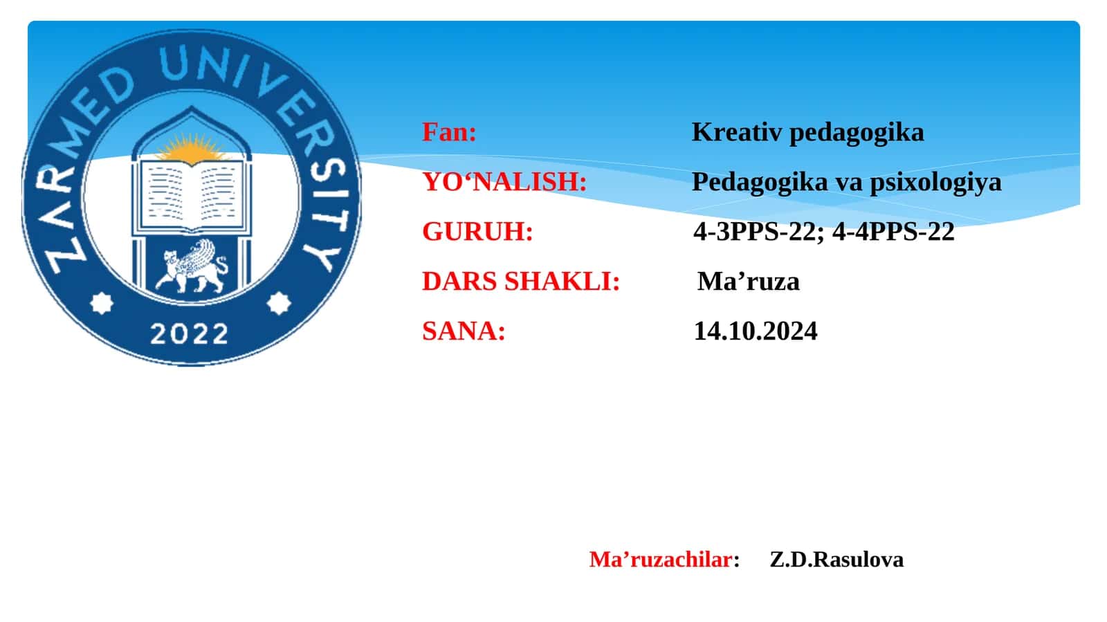 XVII asrdan XIX asrning birinchi yarmigacha tarbiya, maktab va pedagogik fikrlar rivoji.XIX asrning 2 yarmi XX asr boshlarida Turkiston o‘lkasida tarbiya, maktab va pedagogik fikrlar 1