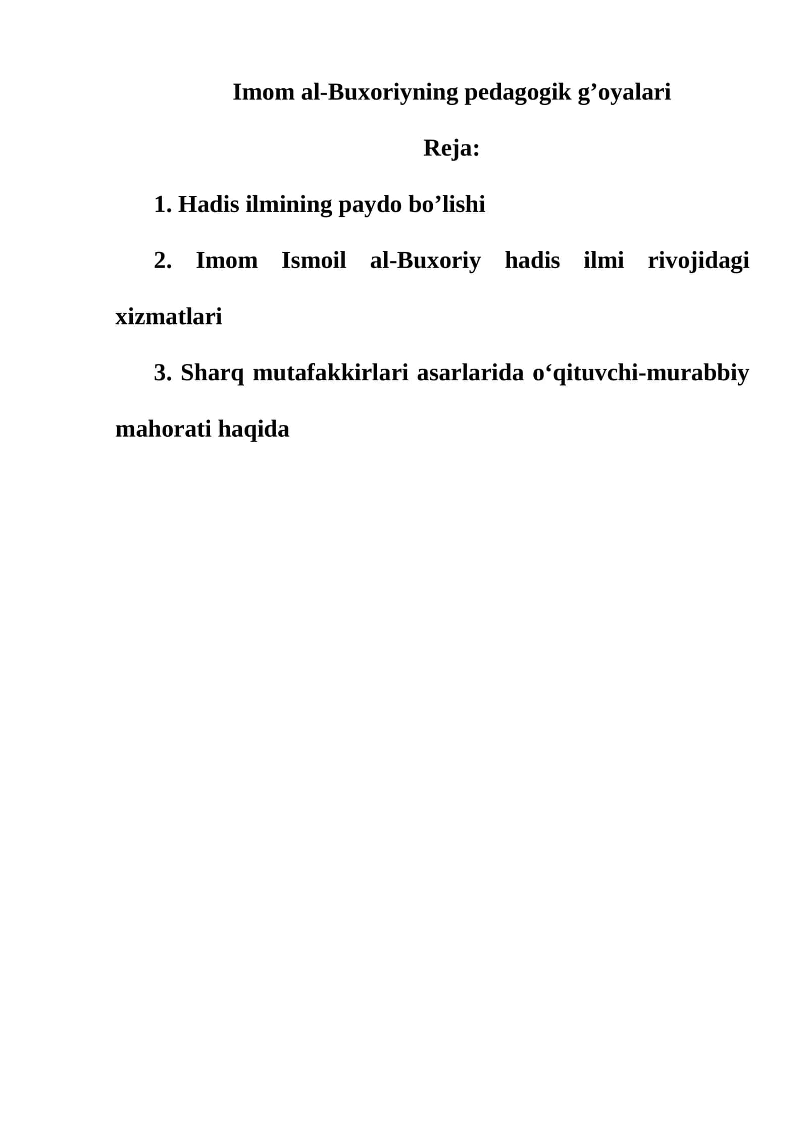 Imom al-Buxoriyning pedagogik g’oyalari 1