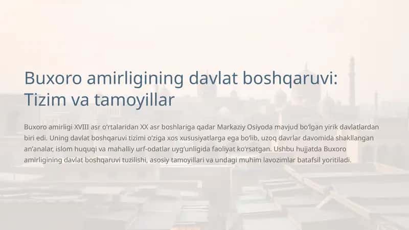 Buxoro amirligining davlat boshqaruvi 1