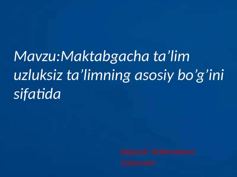 O'ZBEKISTONDA T&'LIM TIZIMI 1