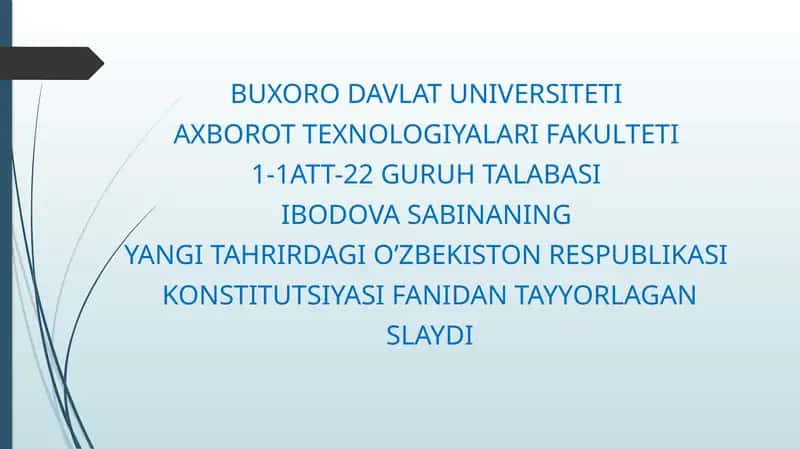 Yangitahrirdagi O’zbekiston Respublikasi Konstitutsiyasi 1