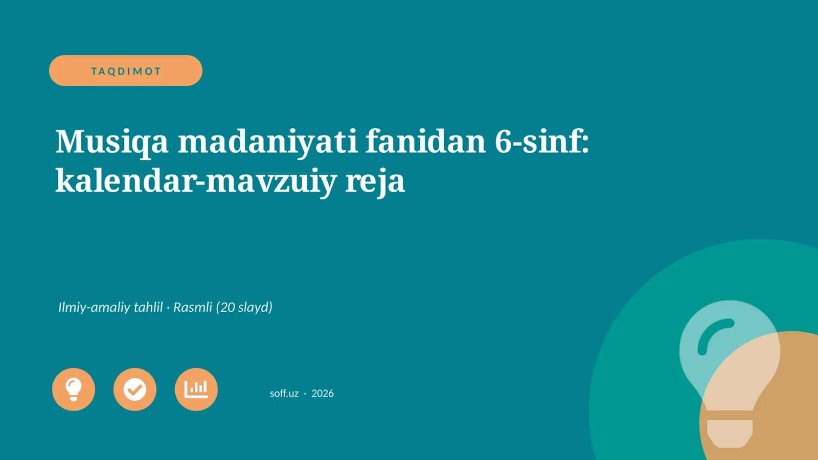 Musiqa madaniyati fanidan 6-sinf: kalendar-mavzuiy reja 1
