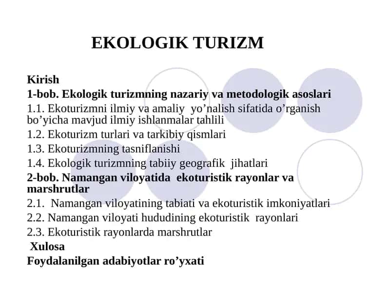 Ekologik turizmning nazariy va metodologik asoslari 1
