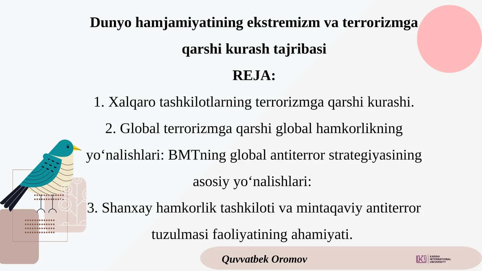 Dunyo hamjamiyatining ekstremizm va terrorizmga qarshi kurash tajribasi 1