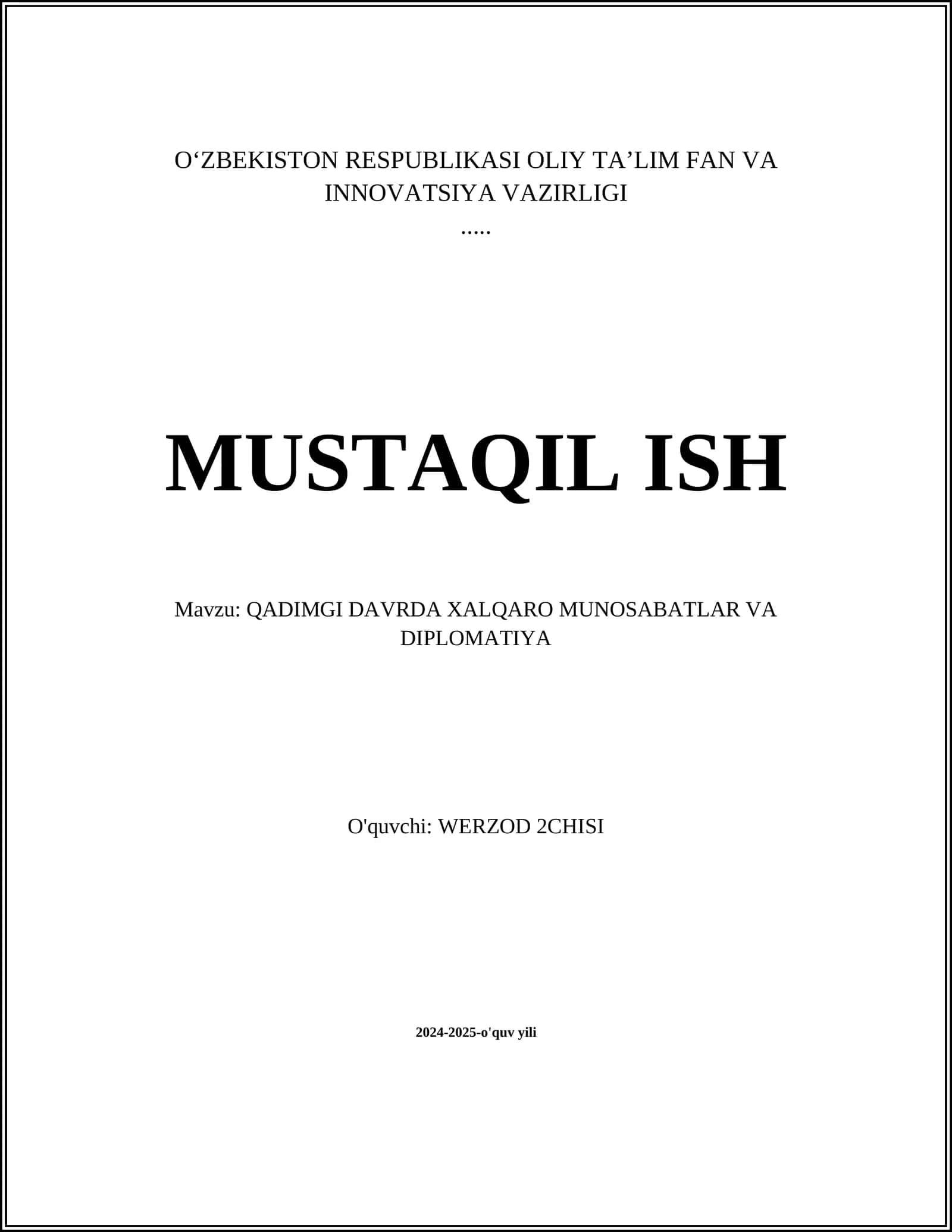 QADIMGI DAVRDA XALQARO MUNOSABATLAR VA DIPLOMATIYA 1