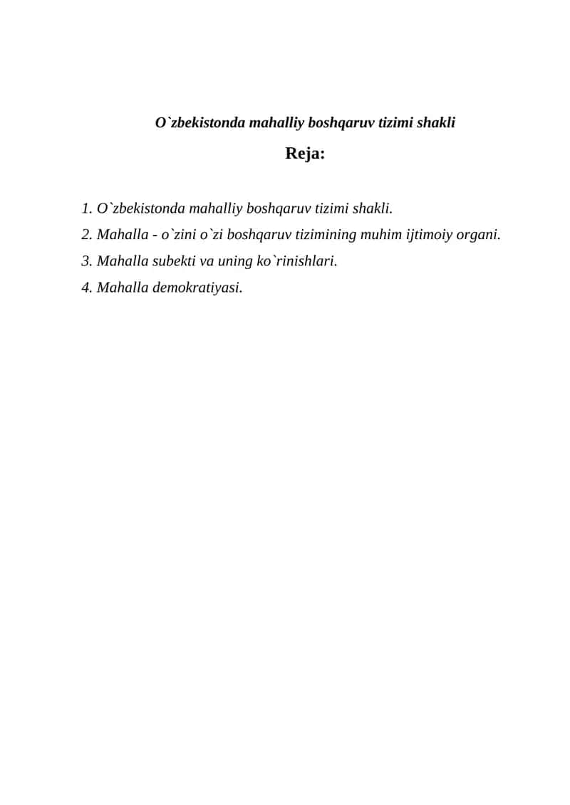 O`zbekistonda mahalliy boshqaruv tizimi shakli 1