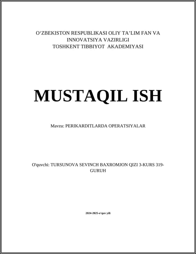 PERIKARDITLARDA OPERATSIYALAR 1