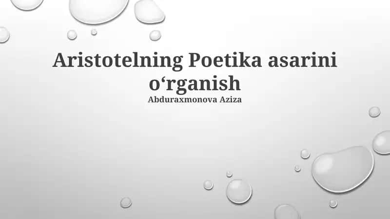 Aristotelning Poetika asarini oʻrganish 1