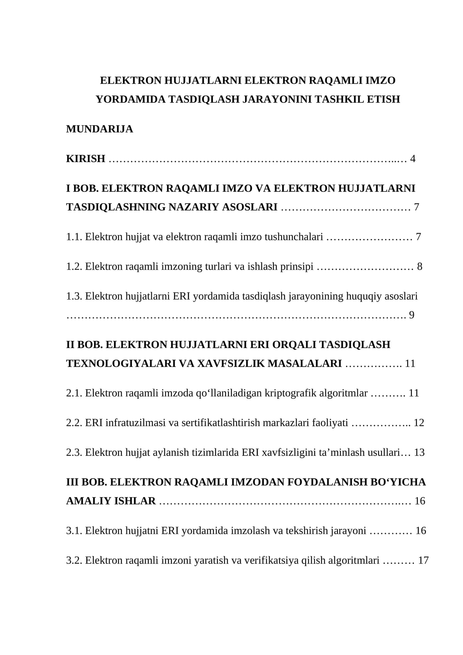 ELEKTRON HUJJATLARNI ELEKTRON RAQAMLI IMZO YORDAMIDA TASDIQLASH JARAYONINI TASHKIL ETISH 1