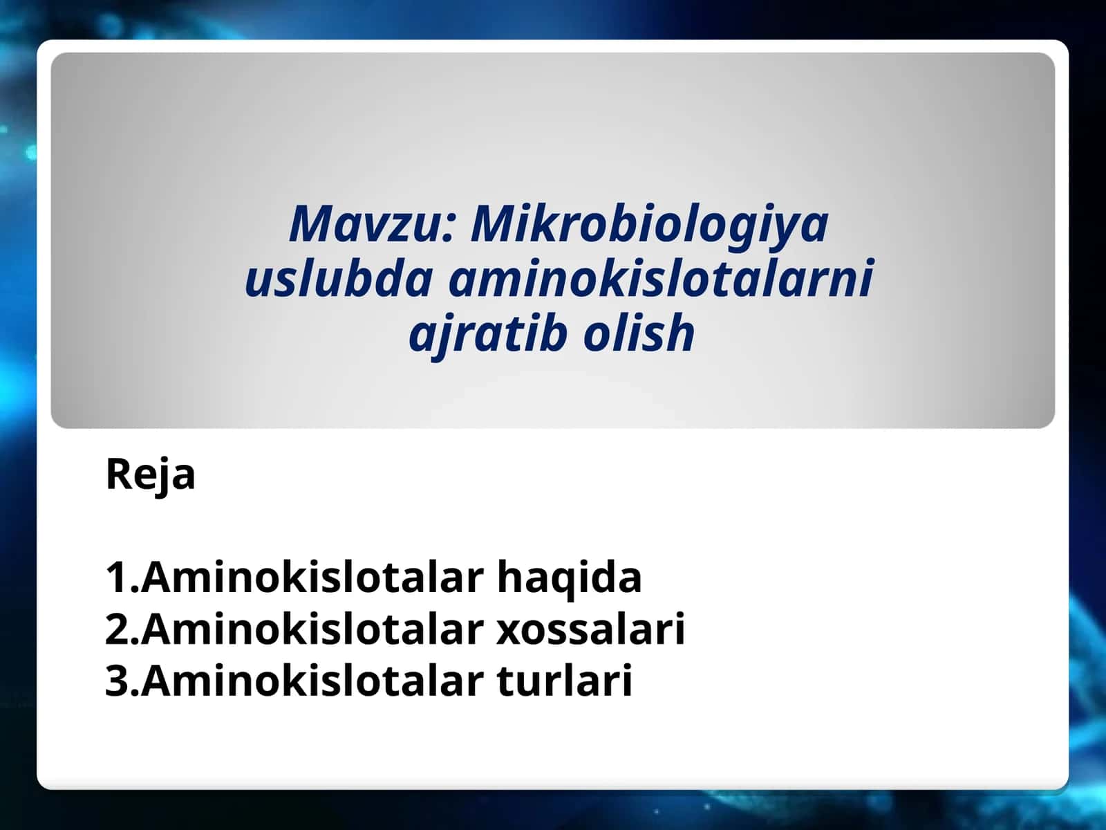 Mikrobiologiya uslubda aminokislotalarni ajratib olish 1
