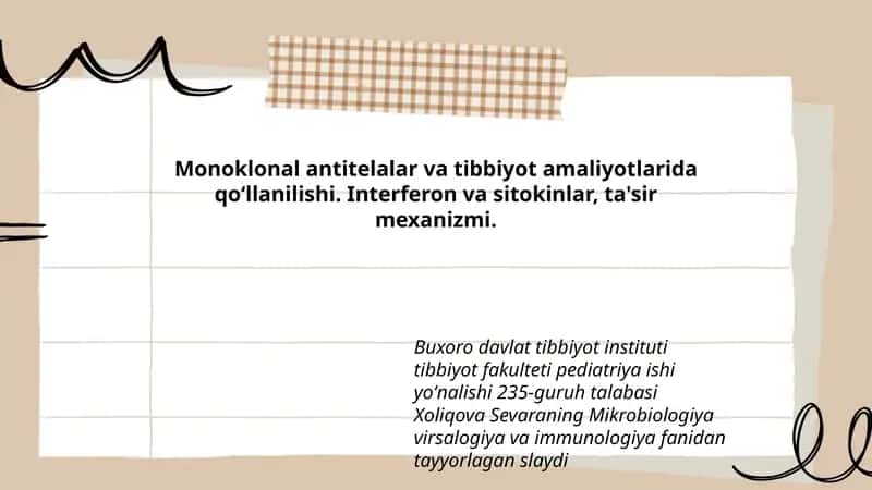 Monoklonal antitelalar va tibbiyot amaliyotlarida qo‘llanilishi 1