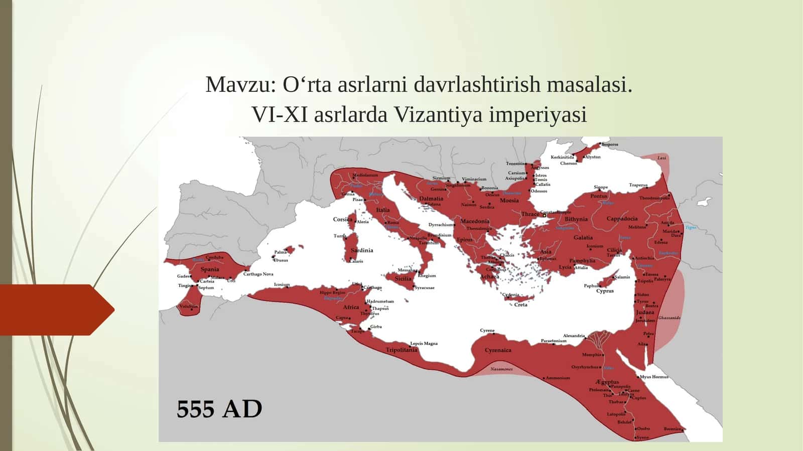 O‘rta asrlarni davrlashtirish masalasi.VI-XI asrlarda Vizantiya imperiyasi 1