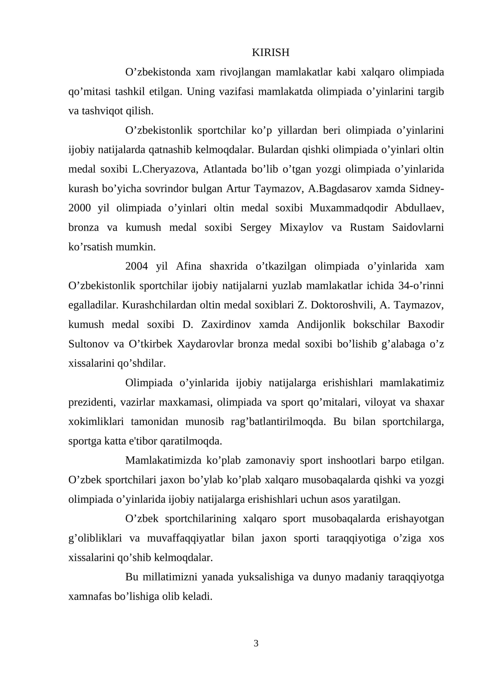 Olimpiada o'yinlari 1