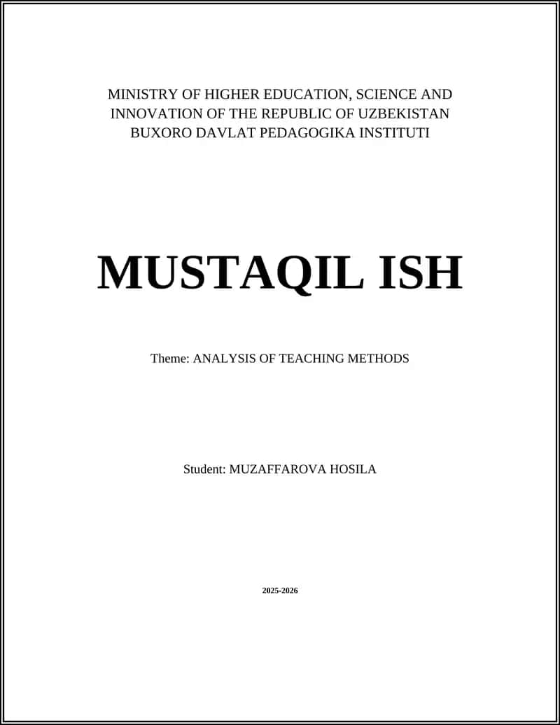 ANALYSIS OF TEACHING METHODS 1