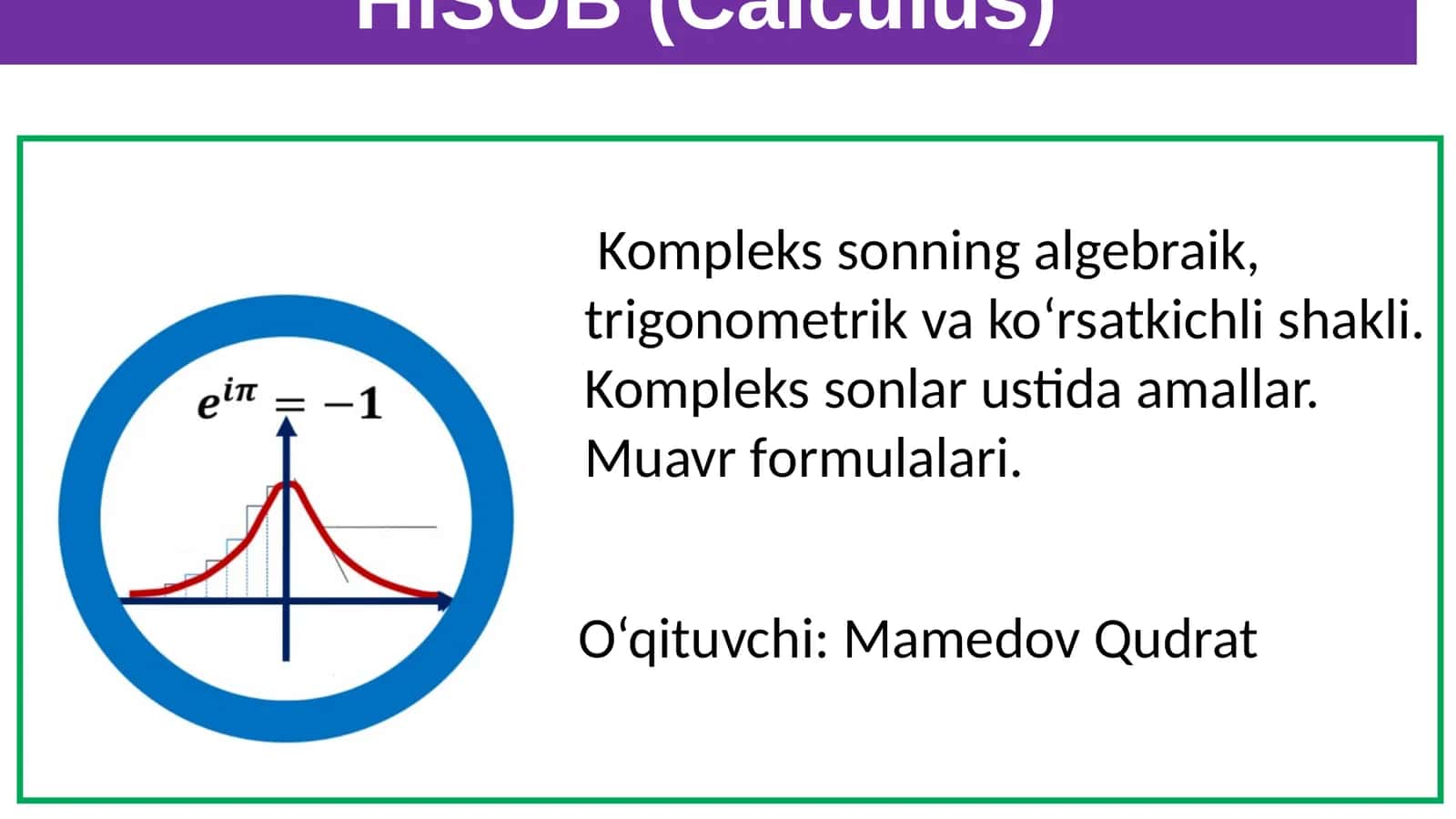 HISOB (Calculus) 1