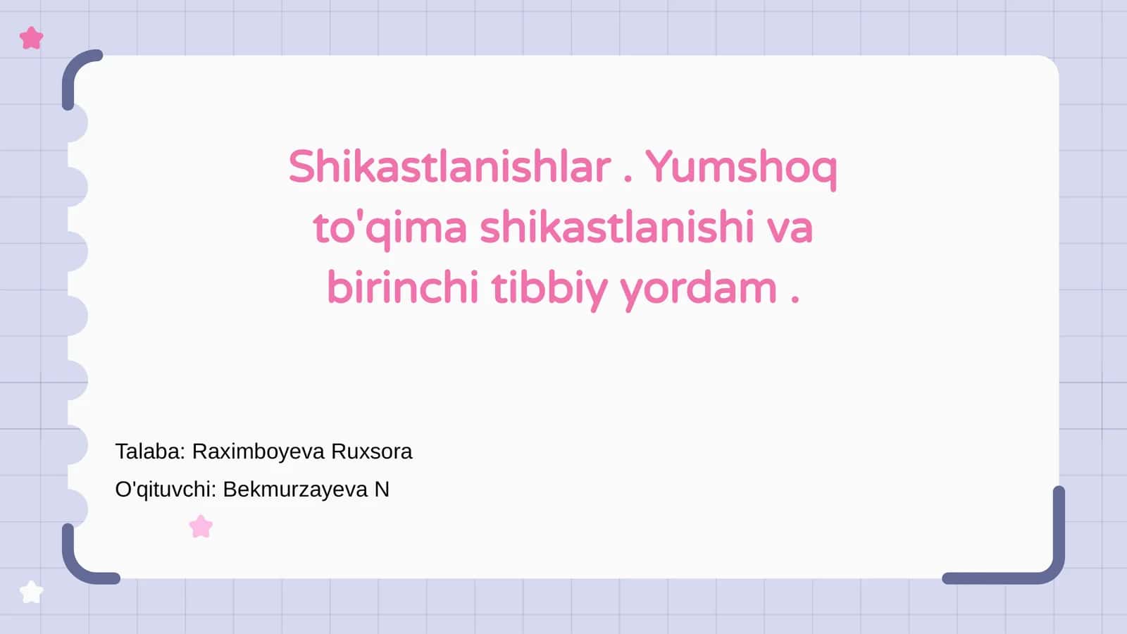 Yumshoq to'qima shikastlanishi va birinchi tibbiy yordam 1