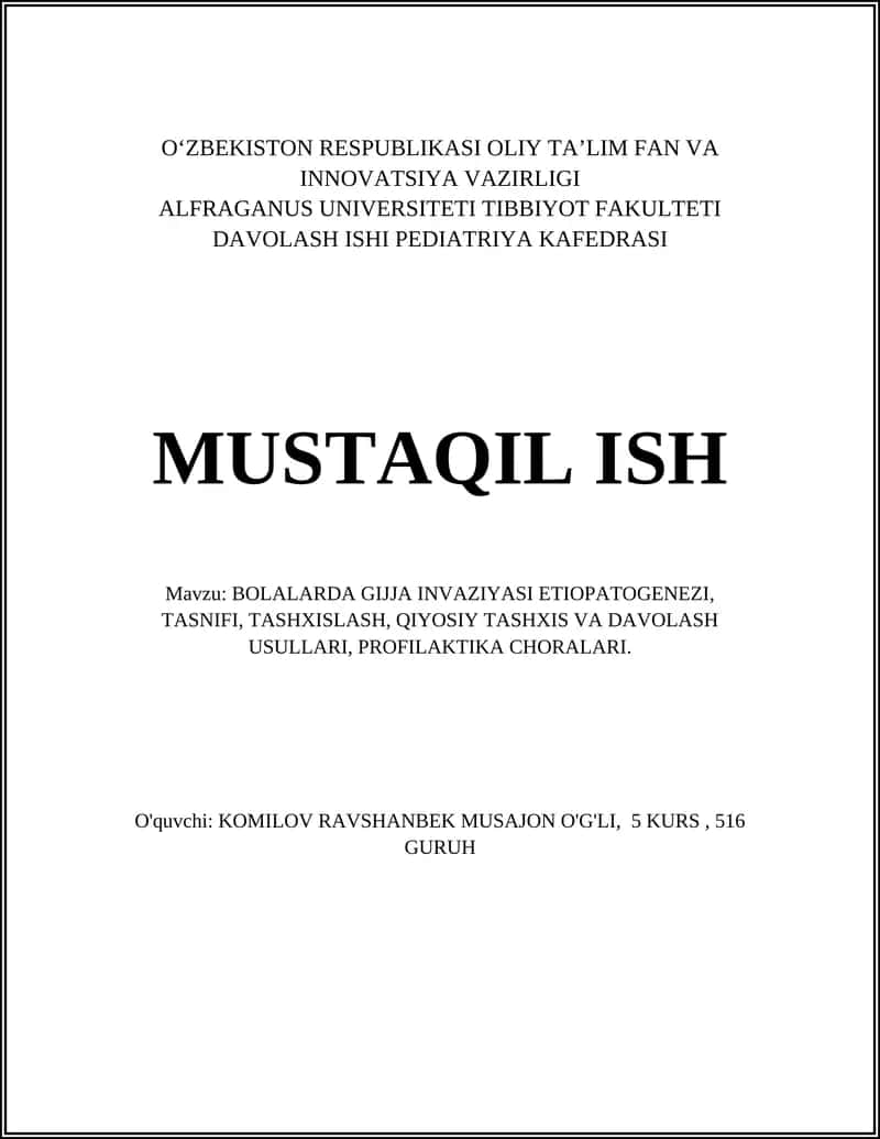 Bolalarda Gijja Invaziyasi Etiologiyasi 1