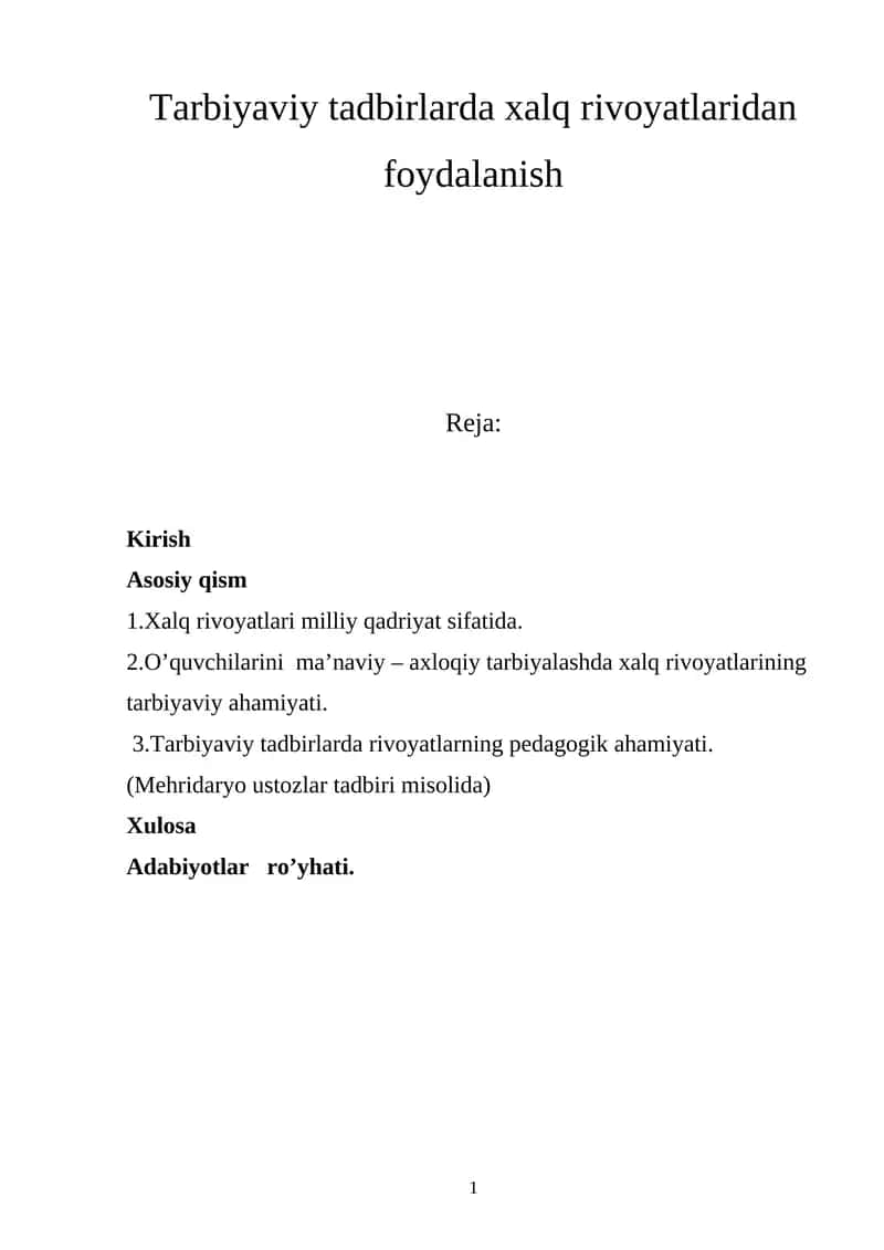 Xalq rivoyatlari tarbiyaviy ahamiyati 1
