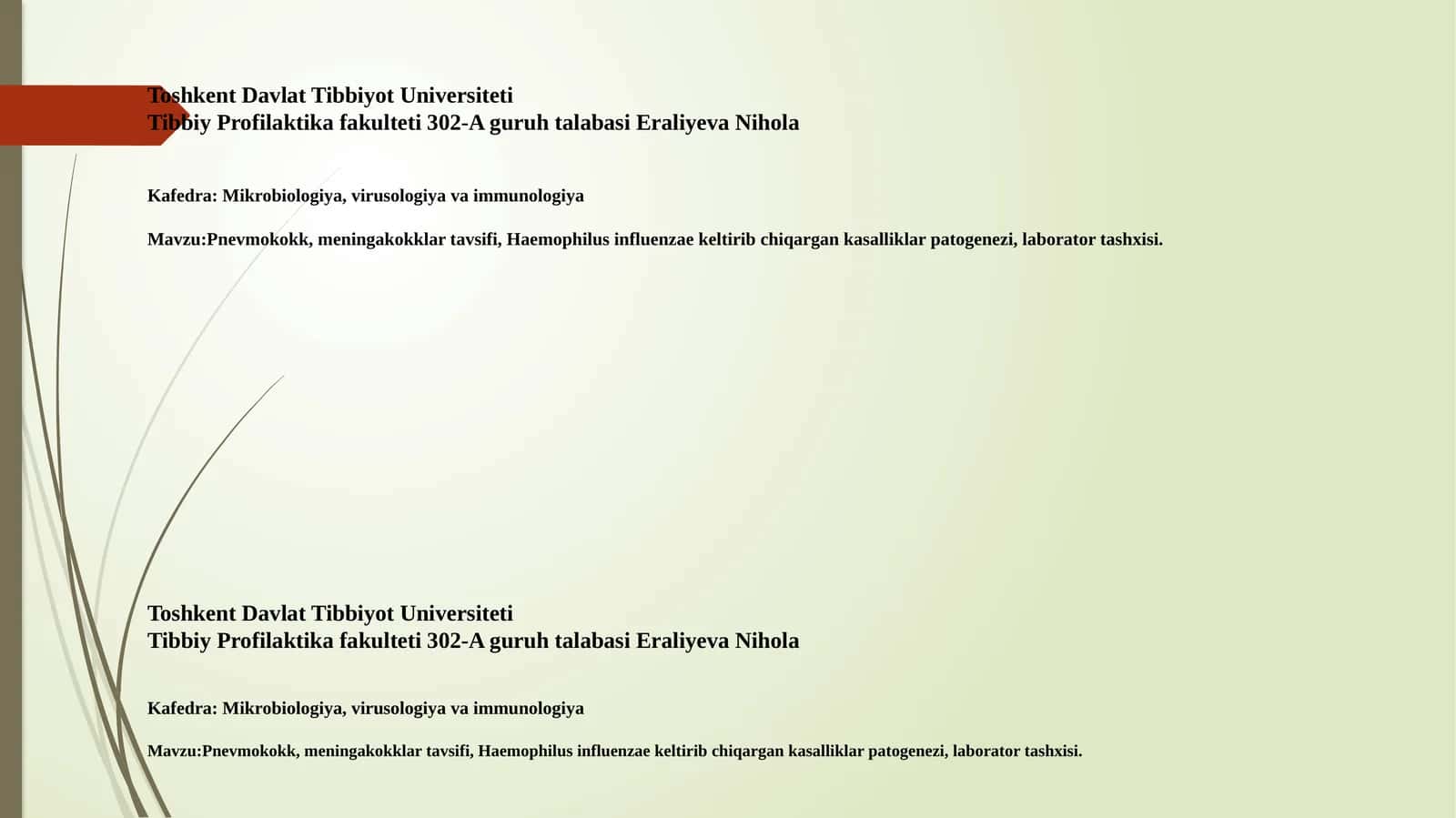 Pnevmokokk, meningokokklartavsifi, Haemophilus influenza ekeltirib chiqargan kasalliklar patogenezi, laborator tashxisi 1
