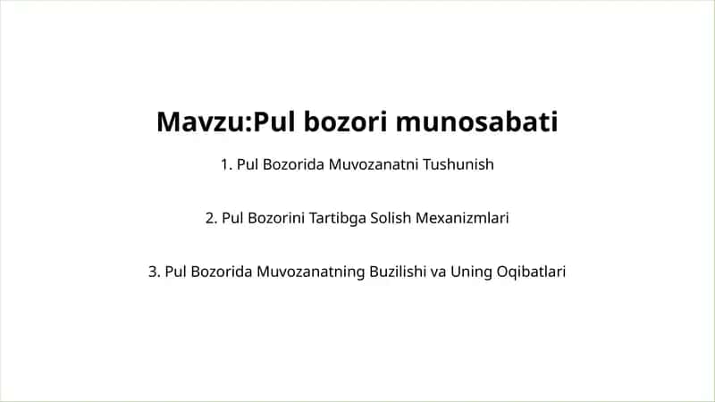 Pul bozori munosabati 1