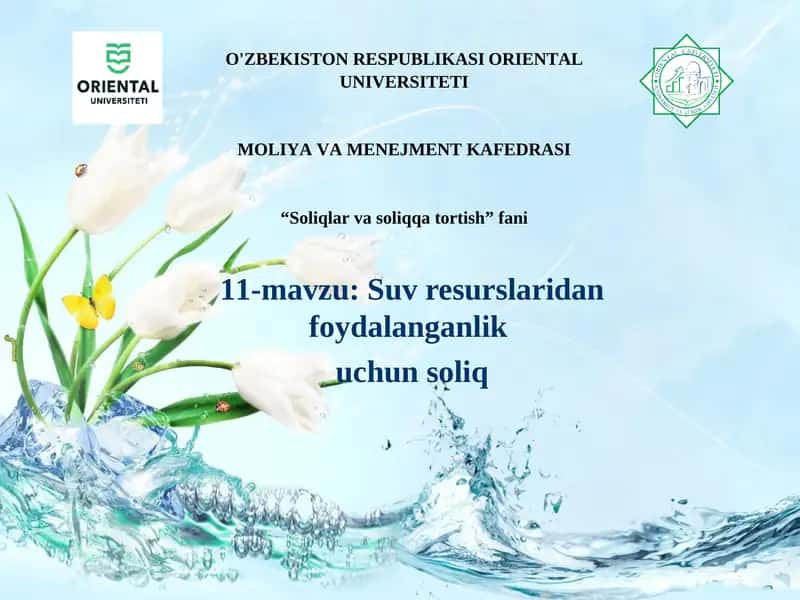 Suv resurslaridan foydalanganlik 1