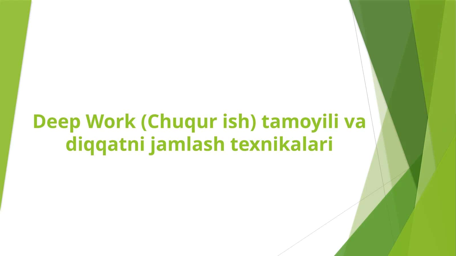Deep Work (Chuqur ish) tamoyili va diqqatni jamlash texnikalari 1