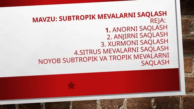 Subtropik mevalar ni saqlash 1