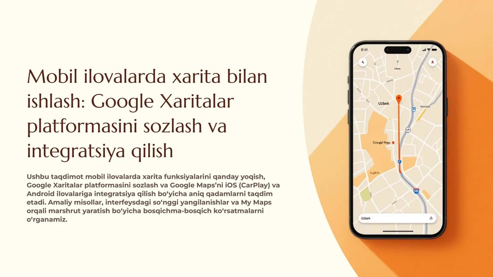Mobil ilovalarda xarita bilan ishlash: Google Xaritalar platformasini sozlash va integratsiya qilish 1