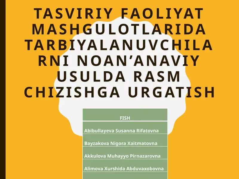 Tasviriy faoliyat mashg'ulotlari darslari 1