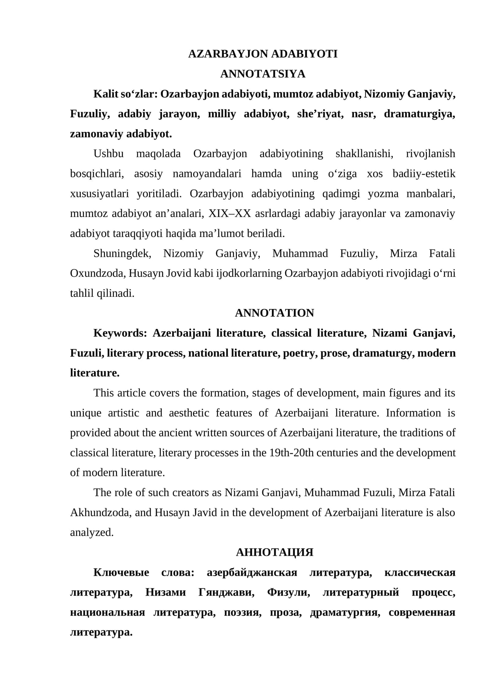AZARBAYJON ADABIYOTI 1