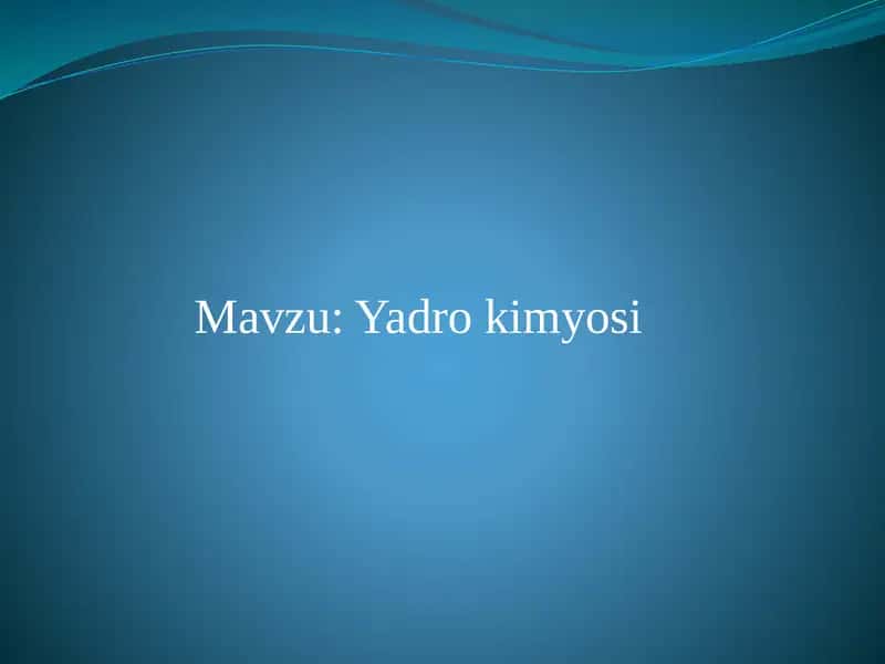Yadro kimyosi 1