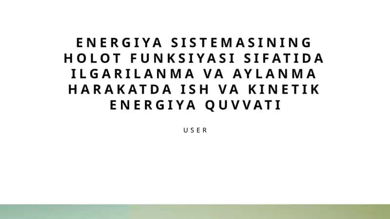 Energiya Holat Funksiyasi 1