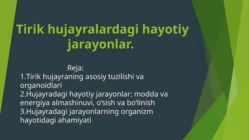 Tirik hujayralardagi hayotiy jarayonlar 1