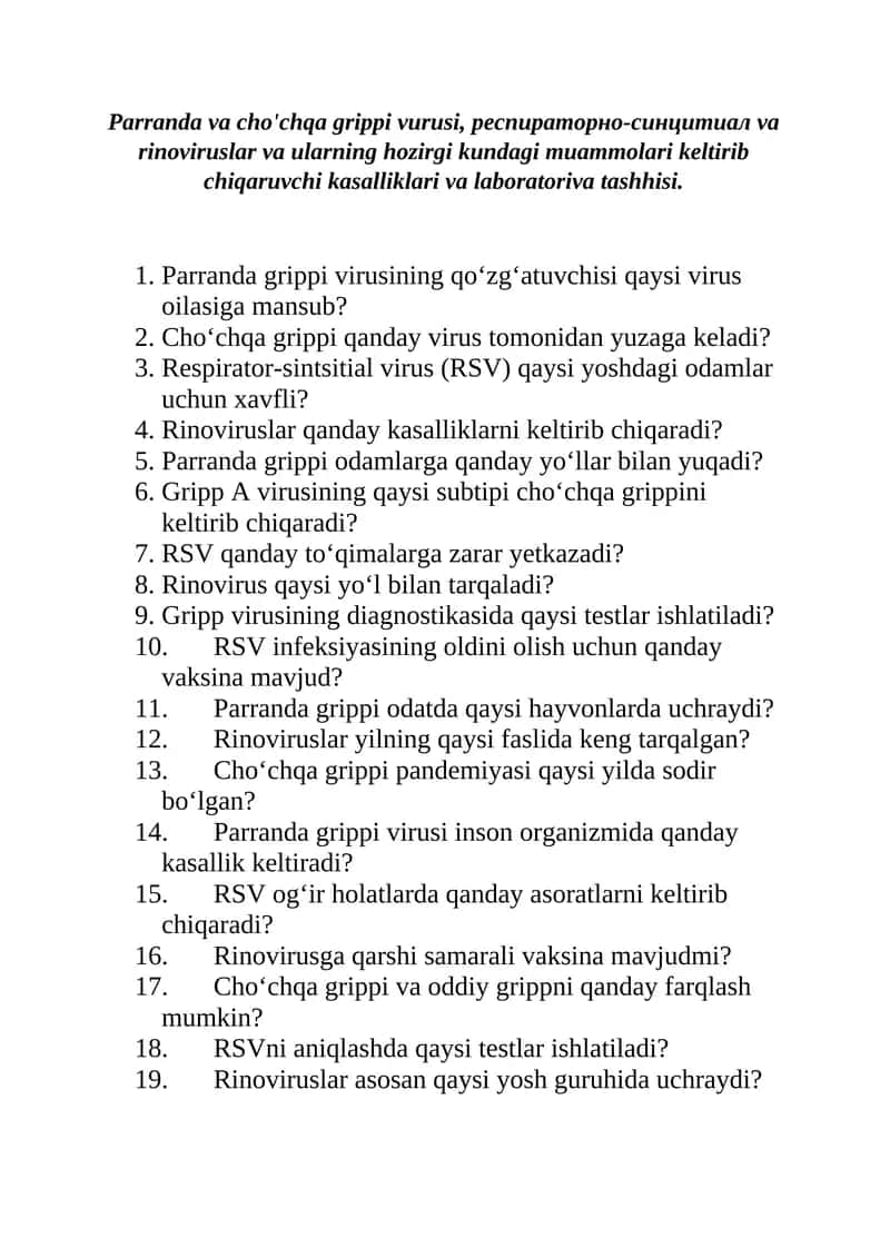 Parranda va cho'chqa grippi vurusi 1