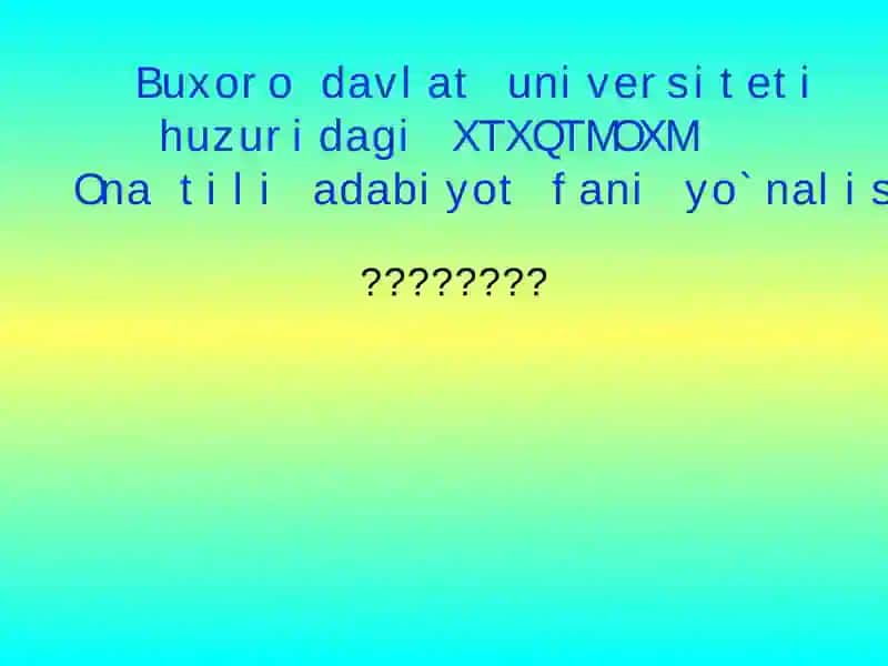 XTXQTMOXM Ona tili adabiyot fani yo`nalishi