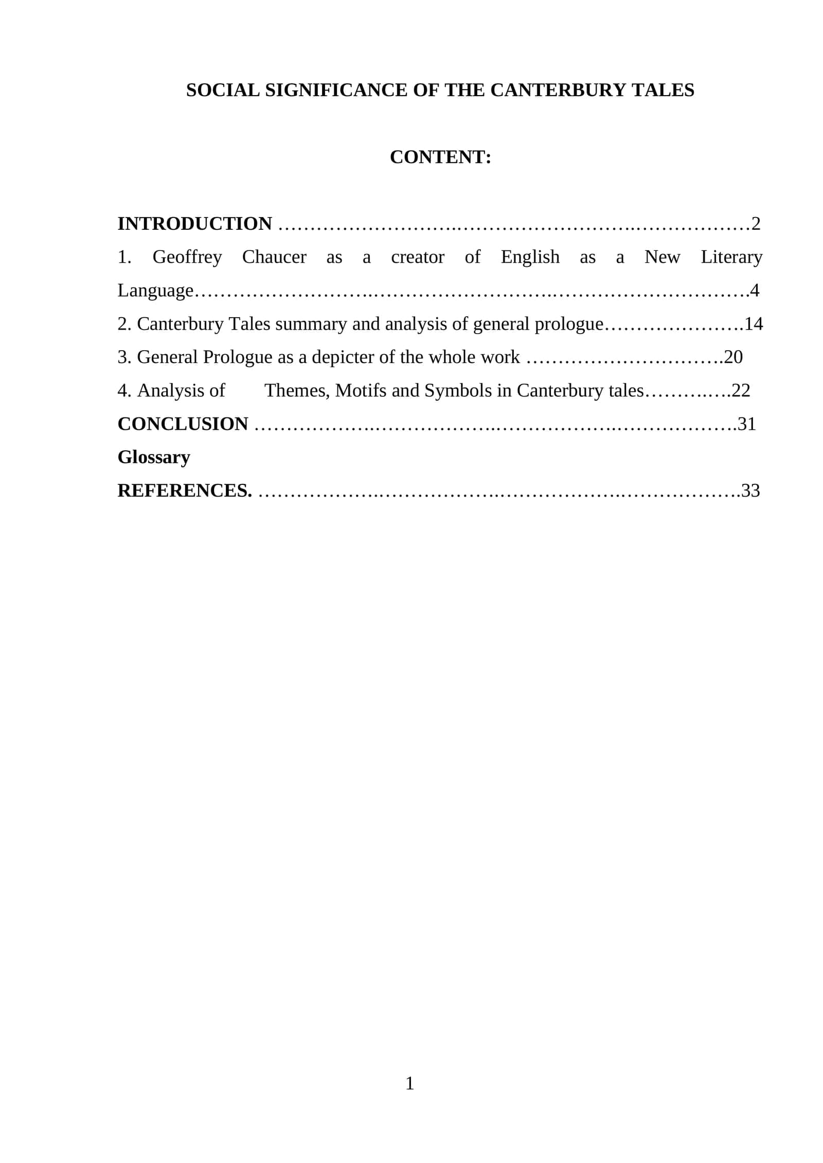 SOCIAL SIGNIFICANCE OF THE CANTERBURY TALES 1