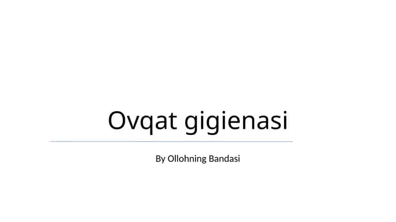 Ovqat gigienasi 1