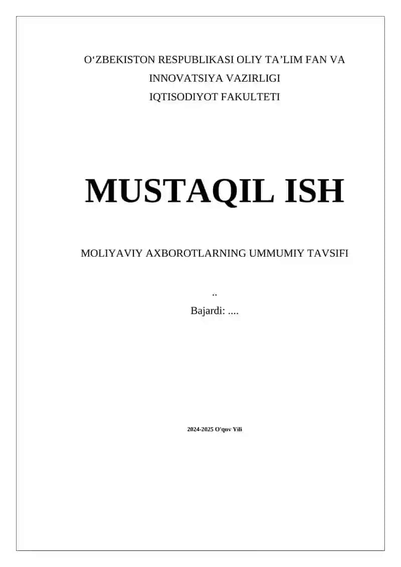 Moliyaviy axborotlarning amaliy qo'llanilishi va iqtisodiy ta'siri