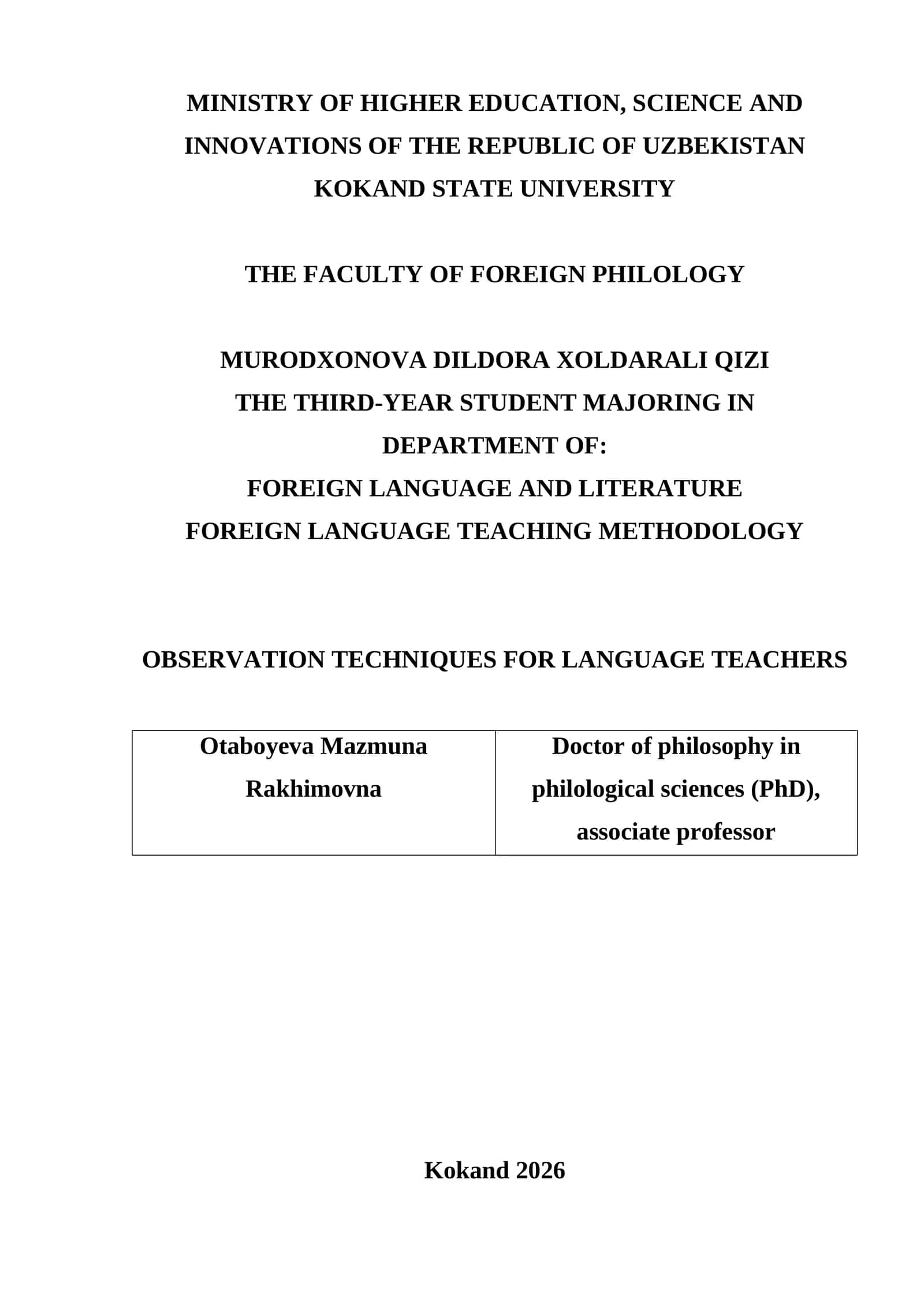 Observation Techniques for Language Teachers 1