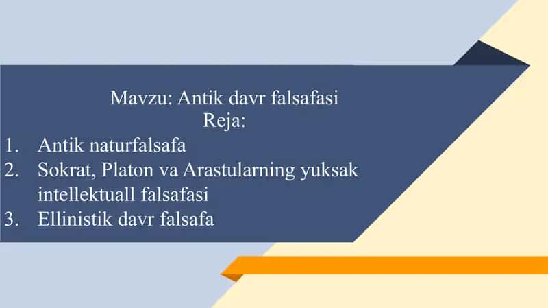 Antik davr falsafasi 1