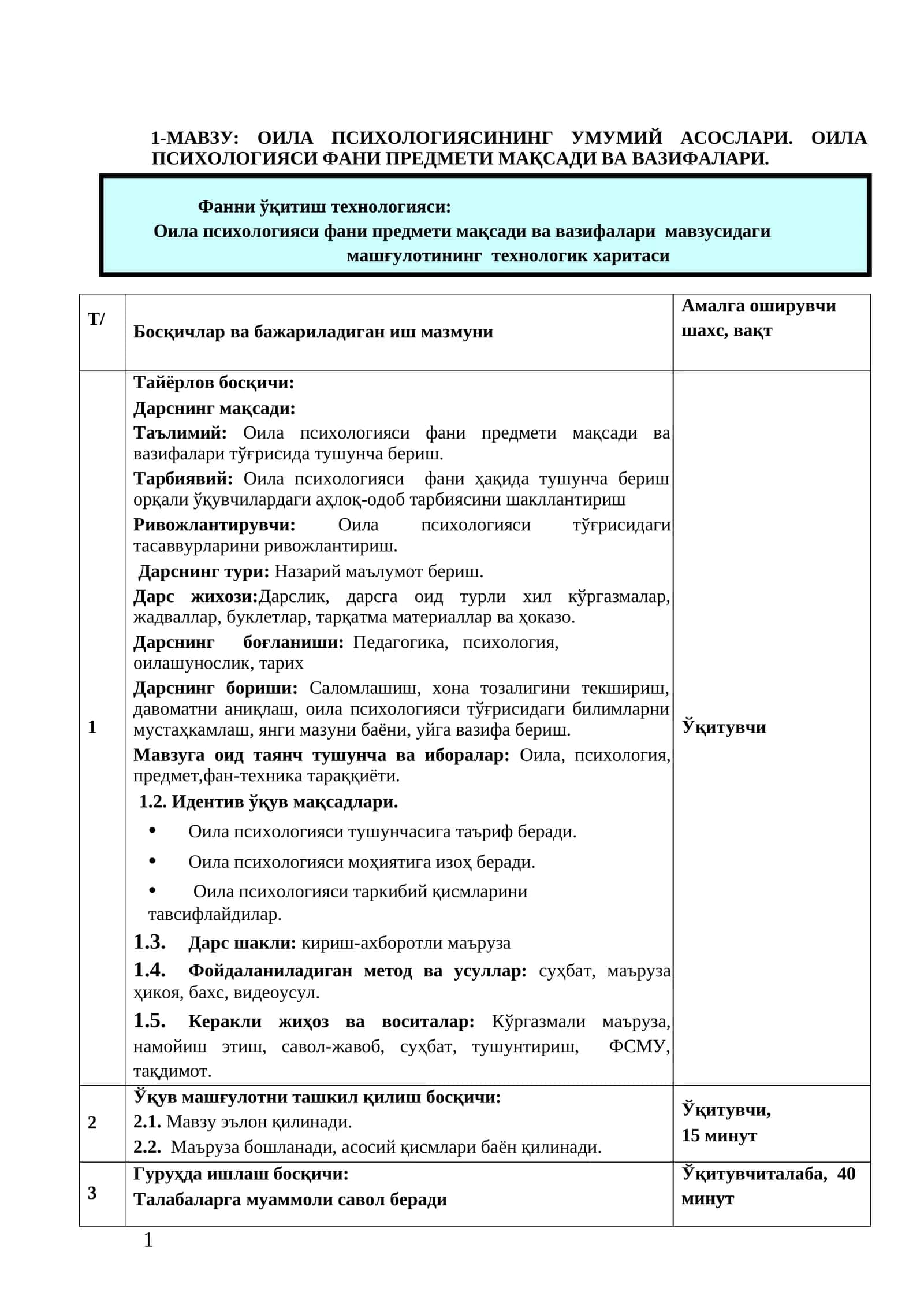 ОИЛА ПСИХОЛОГИЯСИНИНГ УМУМИЙ АСОСЛАРИ 1